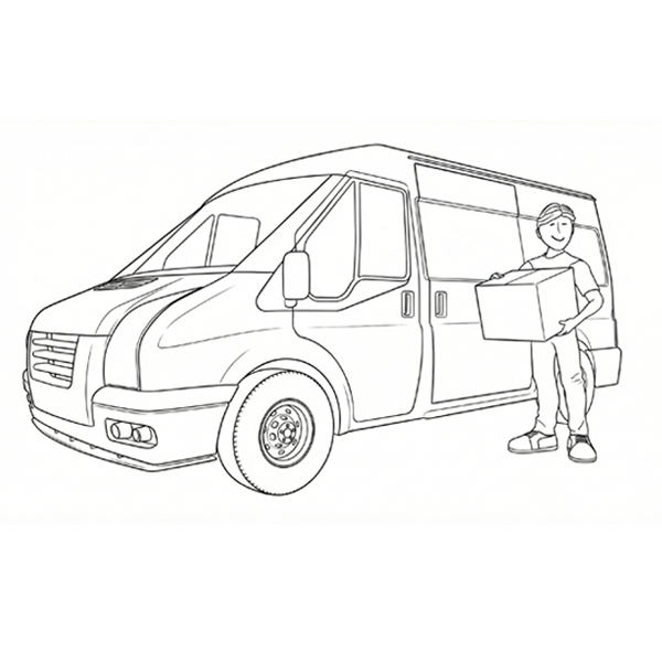 Delivery van delivering salt to your door image.